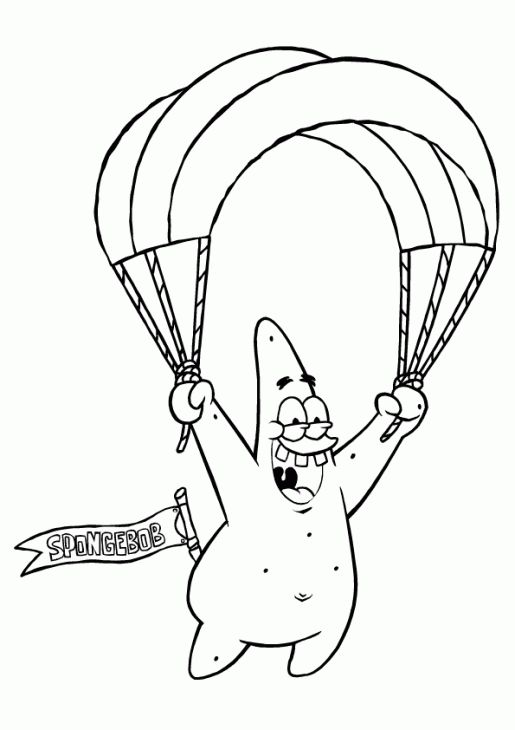 Patrick Flying With A Chute Coloring Page To Print Out Nick Jr 515x730 Patrick Flying With A Chute Coloring Page To Print Out Nick Jr