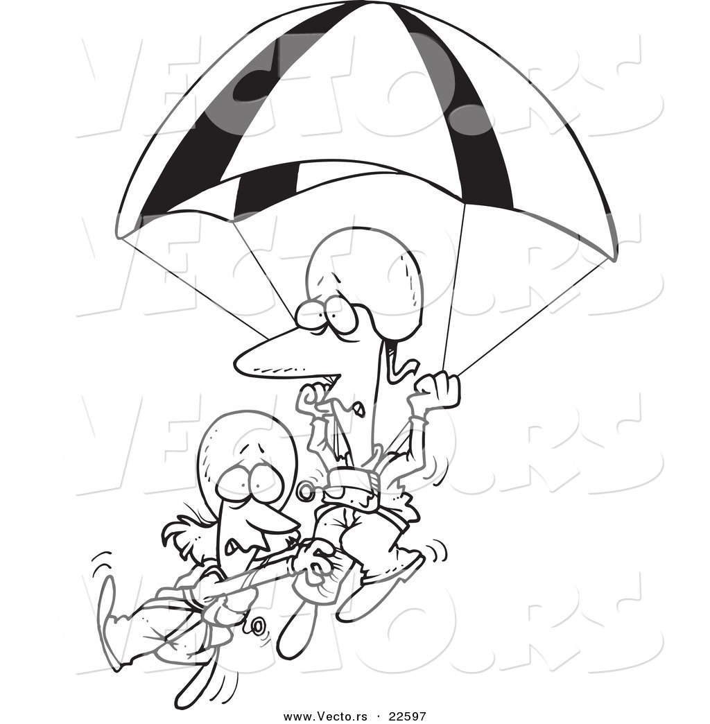 Vector Of A Cartoon Couple Parachuting 1024x1044 Vector Of A Cartoon Couple Parachuting