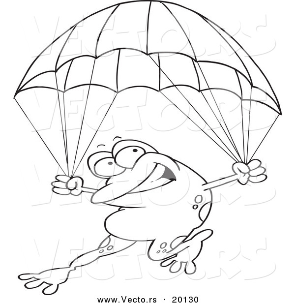 Vector Of A Cartoon Frog Parachuting 600x620 Vector Of A Cartoon Frog Parachuting