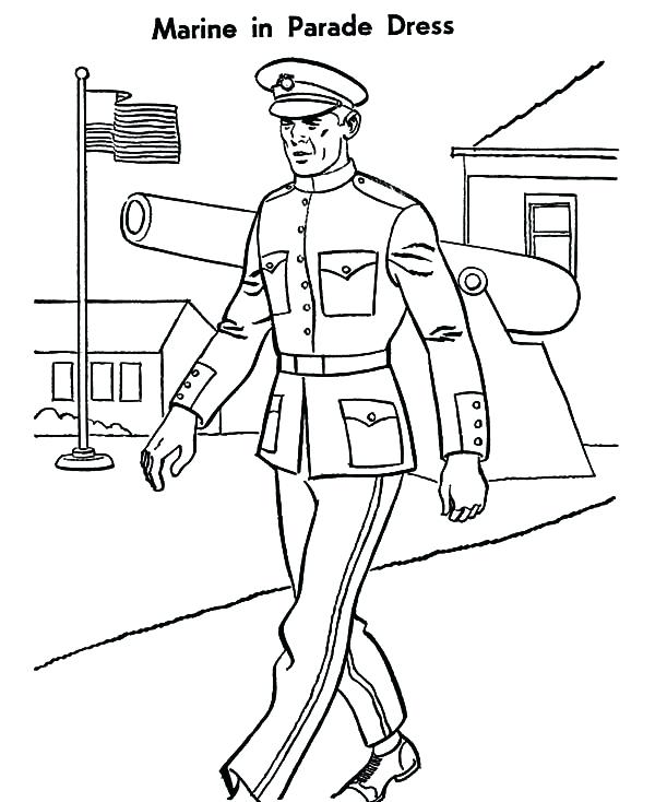 600x734 Marine Coloring Pages Military Marine Parade Dress Coloring Pages