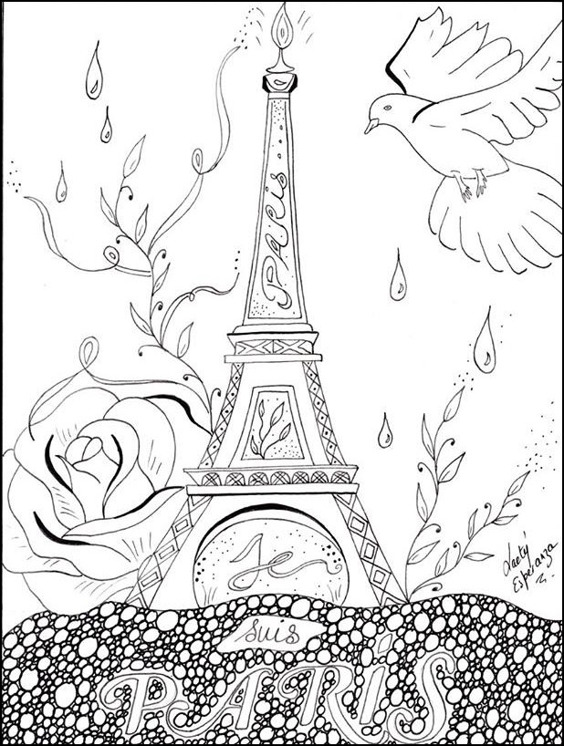 618x818 Paris Coloring Pages Adult Coloring Page Peace For Paris 10