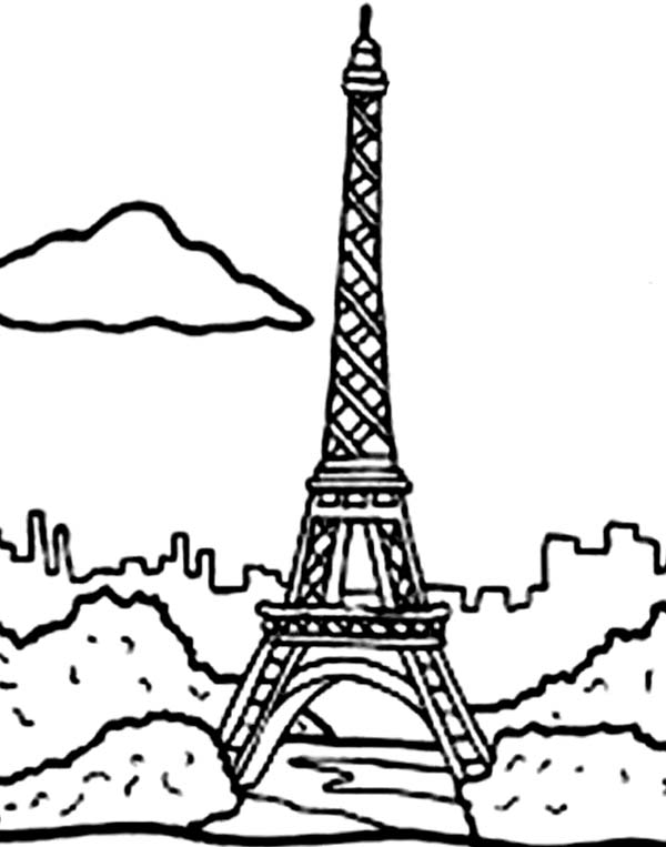 Holiday In Eiffel Tower Coloring Page 600x763 Holiday In Eiffel Tower Coloring Page