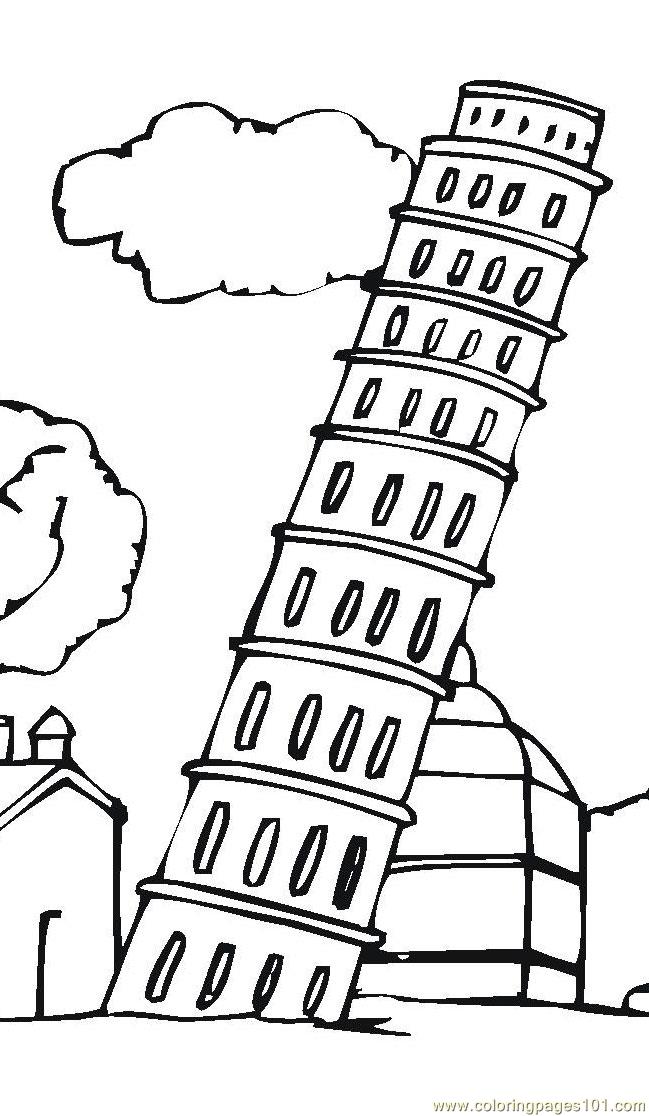 Leaning Tower Of Pisa Coloring Page 649x1116 Leaning Tower Of Pisa Coloring Page
