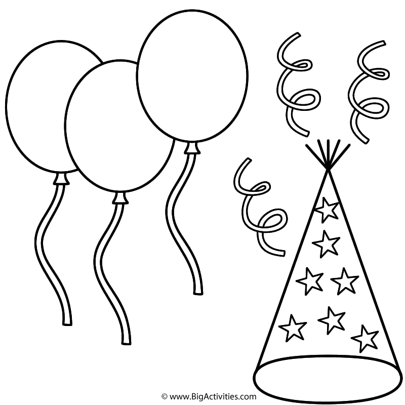Balloons With Party Hat And Streamers 800x800 Balloons With Party Hat And Streamers