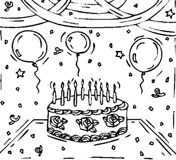 Birthday Cake And Balloons Coloring Pages Birthday Cake, Happy 600x545 Birthday Cake And Balloons Coloring Pages Birthday Cake, Happy