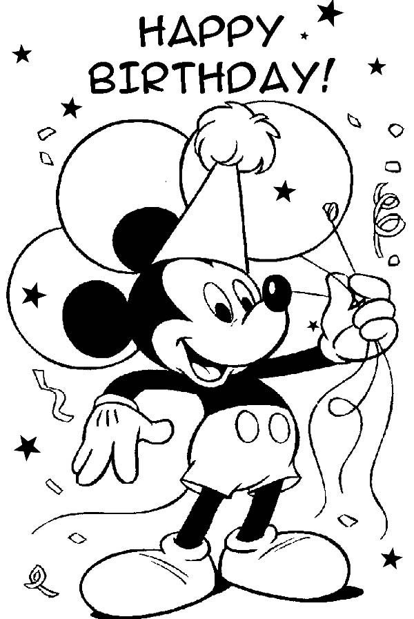 Mickey Mouse Bring Balloons For Birthday Party Coloring Pages 600x897 Mickey Mouse Bring Balloons For Birthday Party Coloring Pages