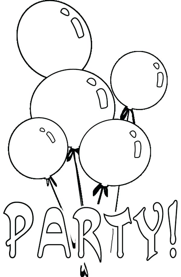 Balloons Coloring Page Birthday Party Balloon Coloring Page 600x917 Balloons Coloring Page Birthday Party Balloon Coloring Page