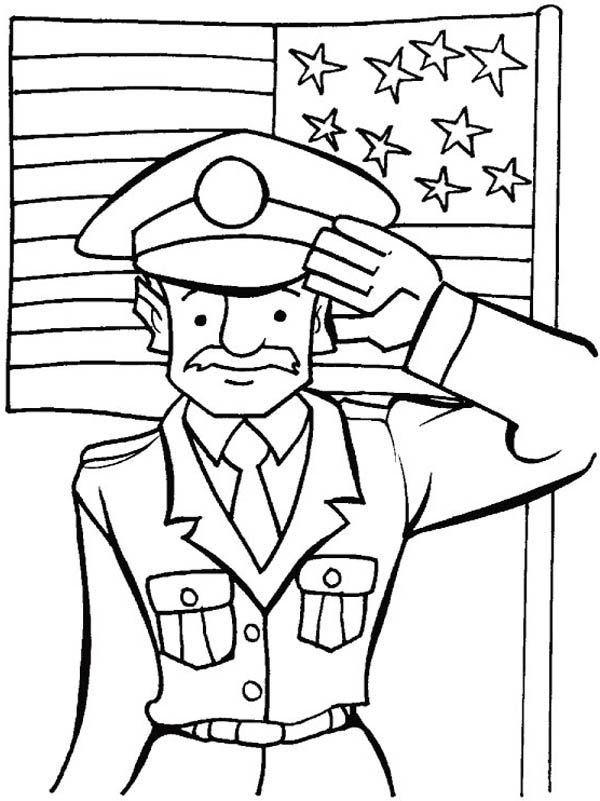 600x801 Veterans Salute To The Us Flag In Patriot Day Coloring Page