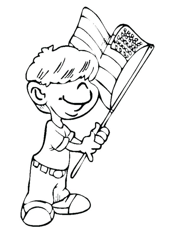 600x777 Patriot Day Coloring Pages Little Boy Waving Us Flag The Patriot