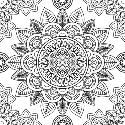 500x500 Ethnic Boho Seamless Pattern, Coloring Pages Template. Vector