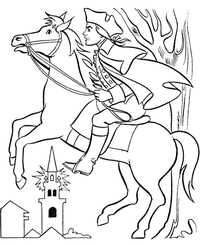 650x796 Paul Revere With Horse Coloring Page Kids Coloring Pages