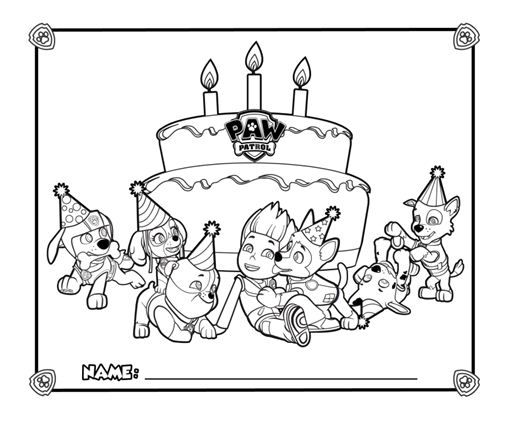 505x425 Paw Patrol Birthday Card Free Coloring Page Animals, Birthday