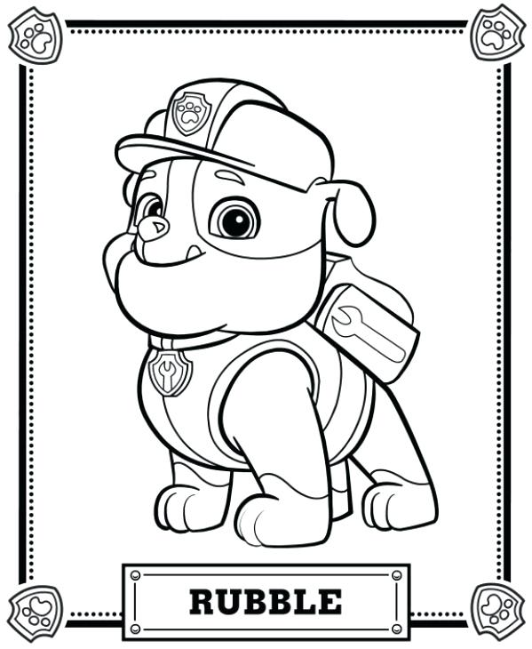 599x730 Free Paw Patrol Coloring Pages With Paw Patrol Rubble Coloring