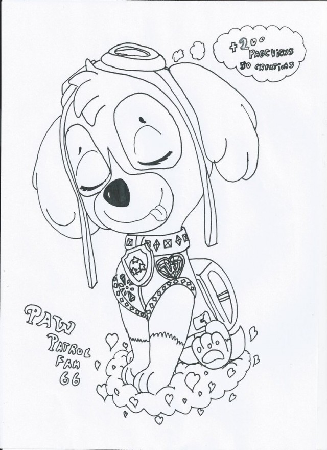 Skye Paw Patrol Coloring Page 323074 640x880 Skye Paw Patrol Coloring Page 323074
