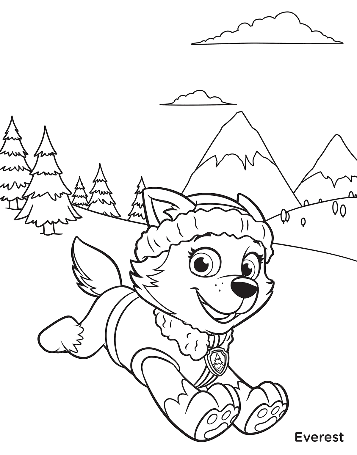 Paw Patrol Everest In Mountains Coloring Page 1200x1530 Paw Patrol Everest In Mountains Coloring Page