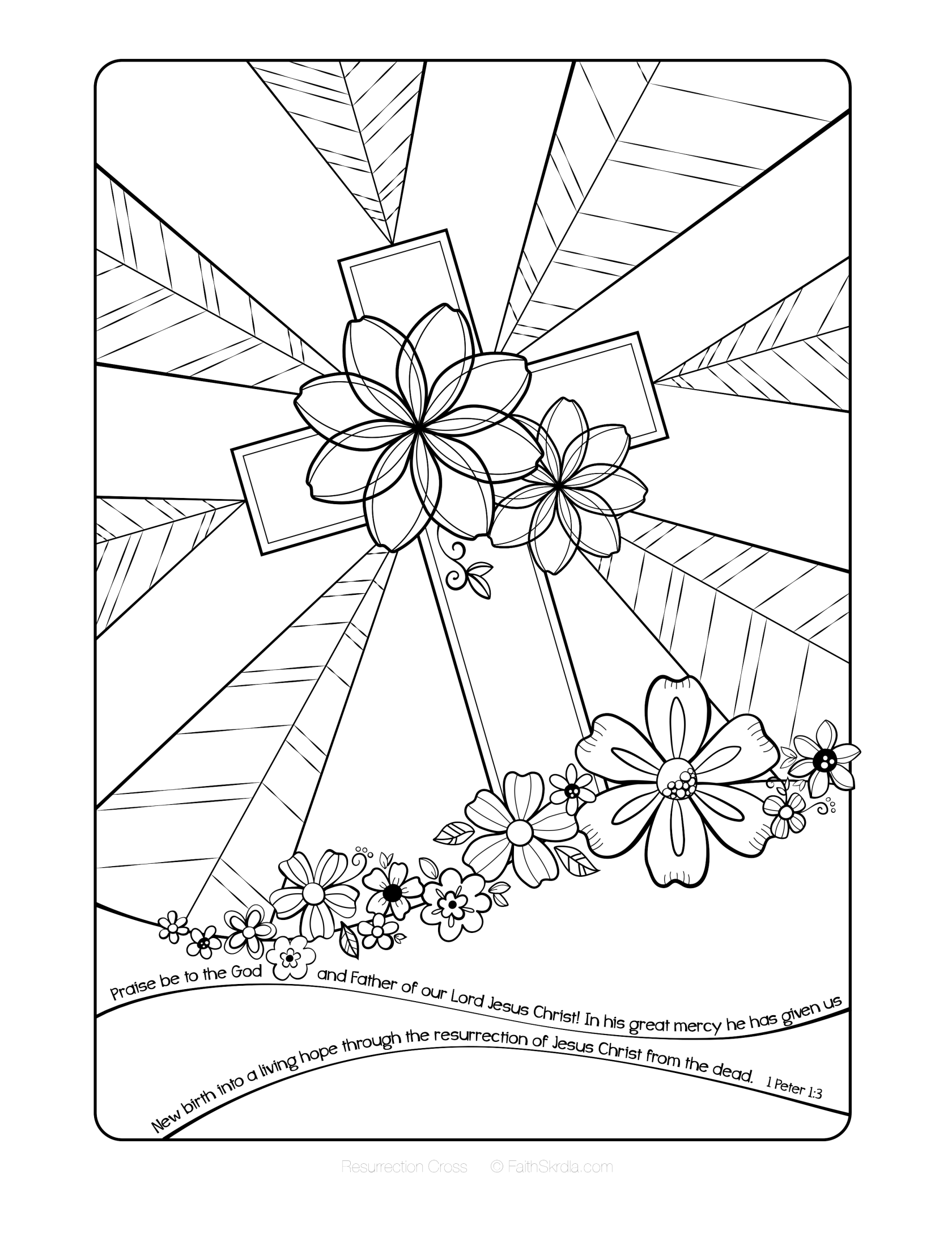 Free Easter Adult Coloring Page By Faith Skrdla Resurrection Cross 1680x2174 Free Easter Adult Coloring Page By Faith Skrdla Resurrection Cross
