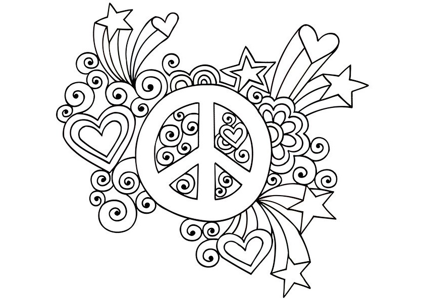 Peace Sign Coloring Pages 842x595 Peace Sign Coloring Pages