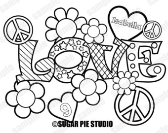 Hippie Coloring Page Etsy 340x270 Hippie Coloring Page Etsy