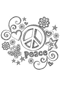 Peace And Love Coloring Pages Pdf Of The Tree Peace Sign 210x297 Peace And Love Coloring Pages Pdf Of The Tree Peace Sign