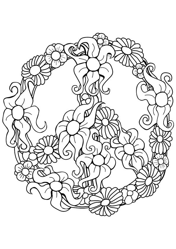Peace Sign Coloring Pages For Adults Printable 595x842 Peace Sign Coloring Pages For Adults Printable