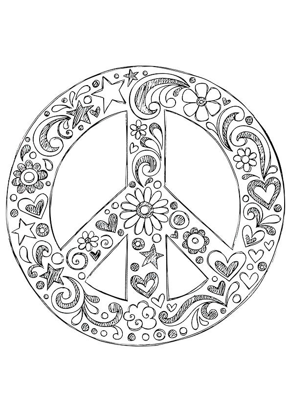 Free Peace Sign Coloring Pages For Girls Colouring In Snazzy Print 595x842 Free Peace Sign Coloring Pages For Girls Colouring In Snazzy Print