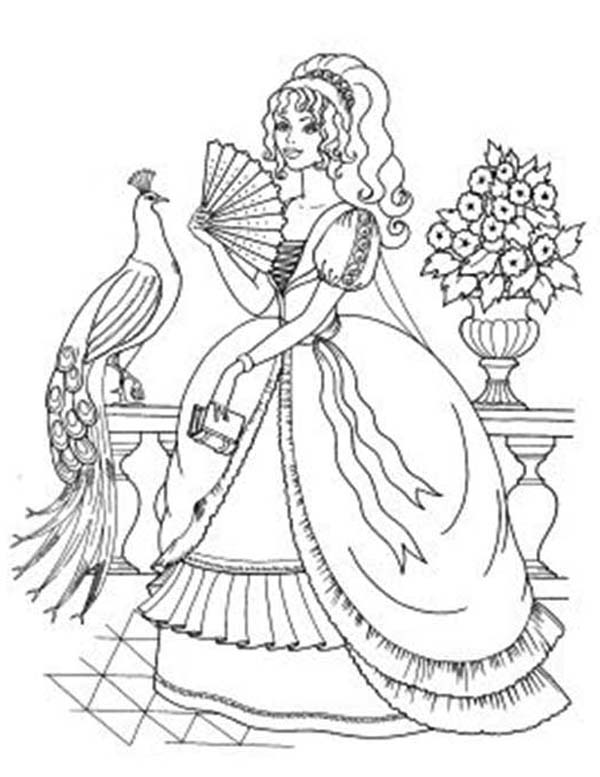 600x777 Princesses Taking Picture With A Peacock Coloring Pages Batch