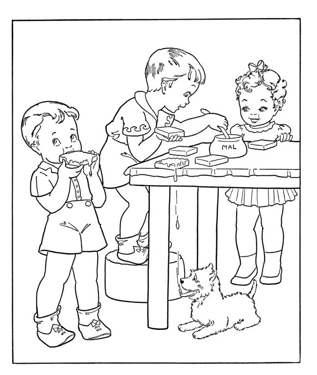 647x764 Kids Eating Bread And Peanut Butter Coloring Photos