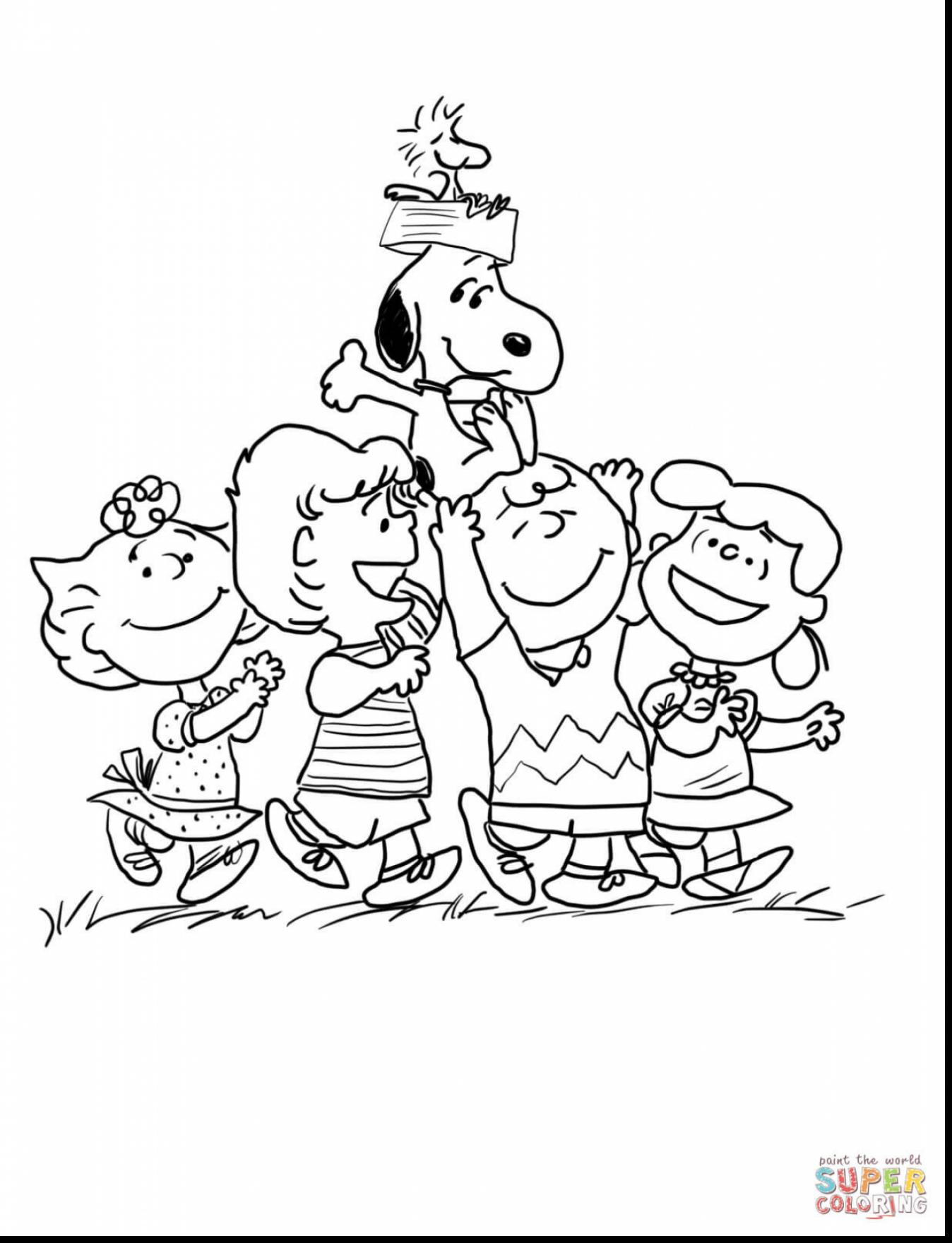 1348x1760 Surprising Charlie Brown Peanuts Gang Coloring Page With Christmas