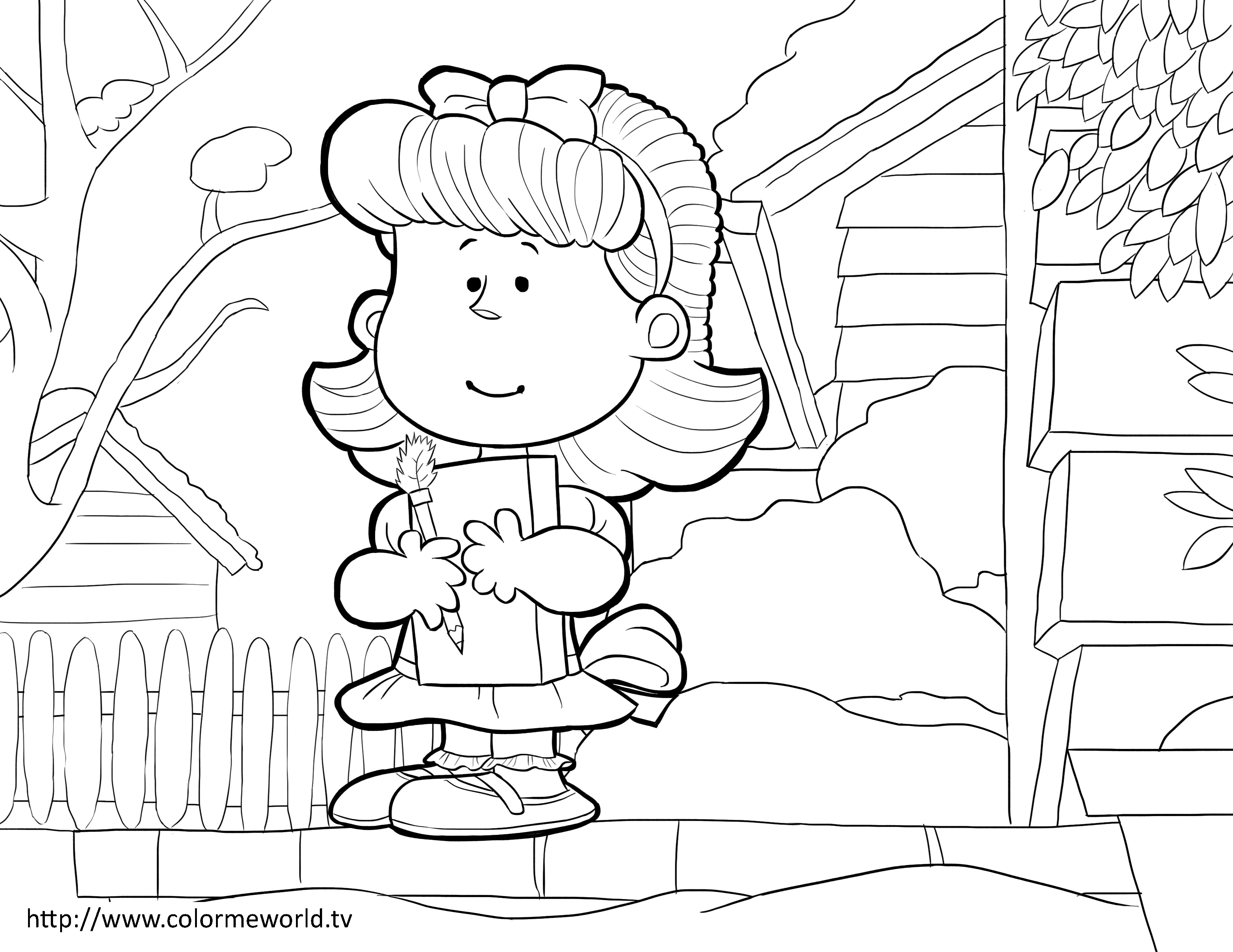 3300x2550 Little Red Haired Girl Pdf Printable Coloring Page