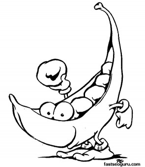 Printable Vegetable Peas Happy Face Coloring Page 295x338 Printable Vegetable Peas Happy Face Coloring Page