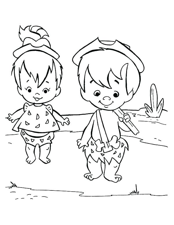 600x775 Flintstone Coloring Pages Pebbles And Play Together In