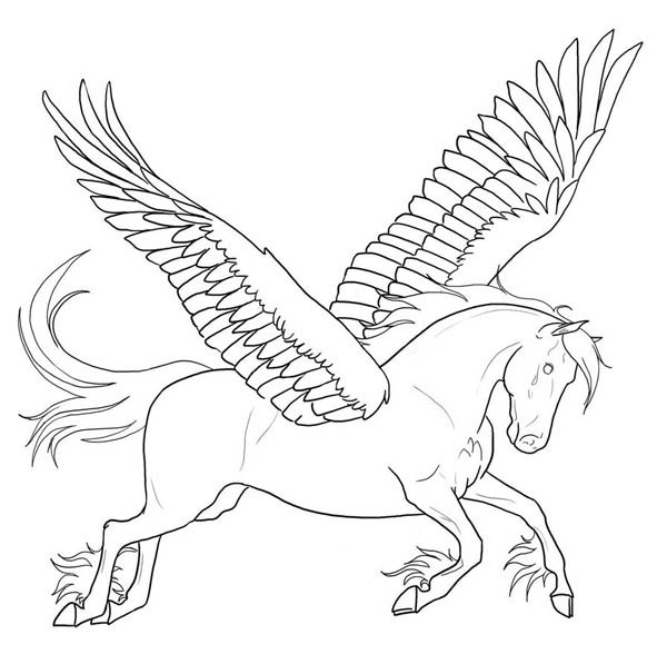 Awesome Pegasus Coloring Page 600x597 Awesome Pegasus Coloring Page