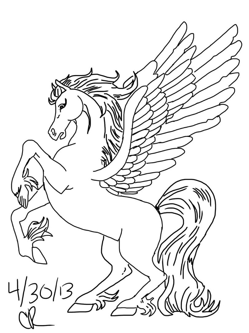 810x1080 Unique Adult Coloring Pages Pegasus Design Printable Sheet