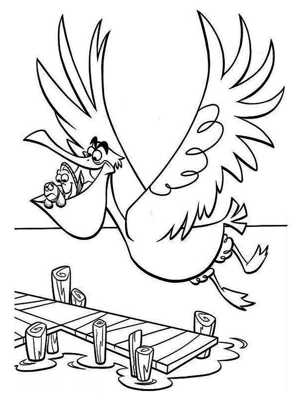 Dory, Marlin And Nigel The Pelican In Finding Nemo Coloring Page 600x806 Dory, Marlin And Nigel The Pelican In Finding Nemo Coloring Page