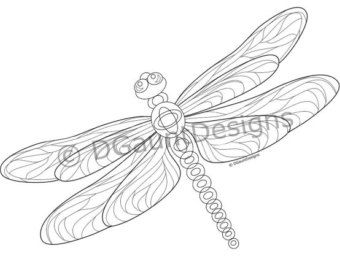 340x270 Mosaic Dragonfly Coloring Page For Download By Debswoodshop