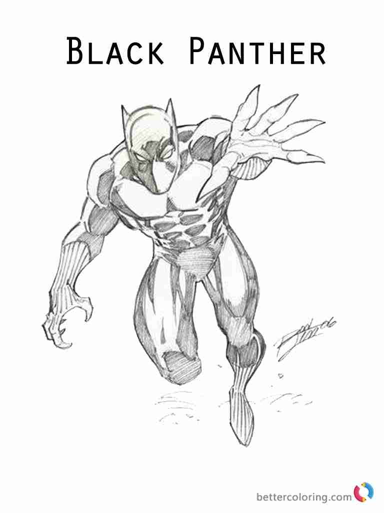 Marvel Black Panther Coloring Page Pencil Drawing Free Printable 768x1024 Marvel Black Panther Coloring Page Pencil Drawing Free Printable