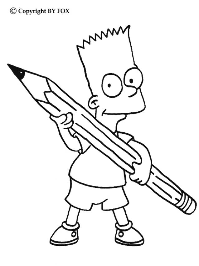 Bart's Pencil Coloring Pages 638x850 Bart's Pencil Coloring Pages