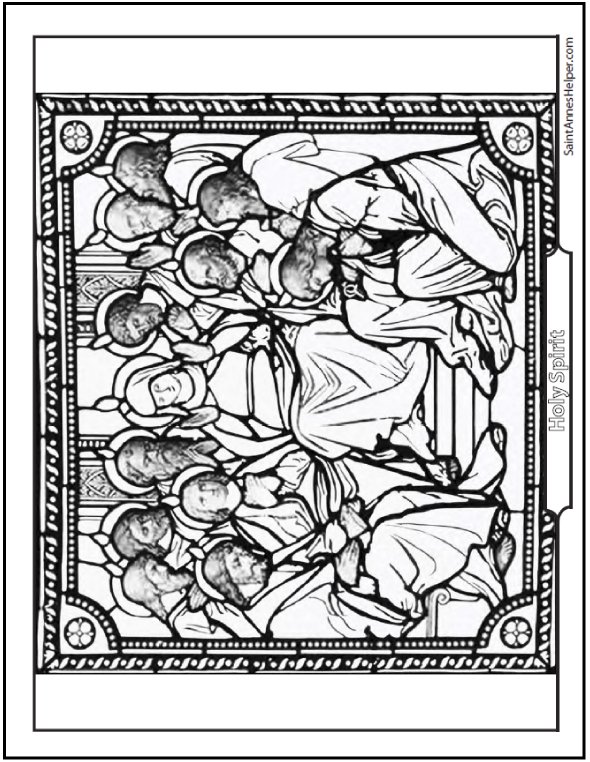 Pentecost Coloring Page Holy Ghost, Mary, Apostles 590x762 Pentecost Coloring Page Holy Ghost, Mary, Apostles