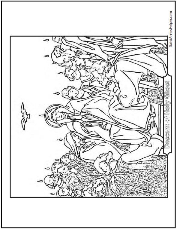 Pentecost Coloring Page Holy Ghost, Mary, Apostles 590x762 Pentecost Coloring Page Holy Ghost, Mary, Apostles