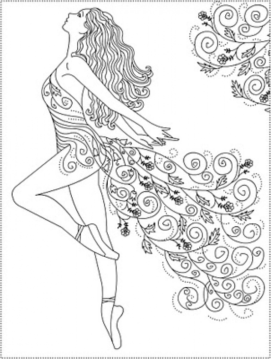 551x730 Abstract Ballerina Doodle Art Coloring Page For Grown Ups