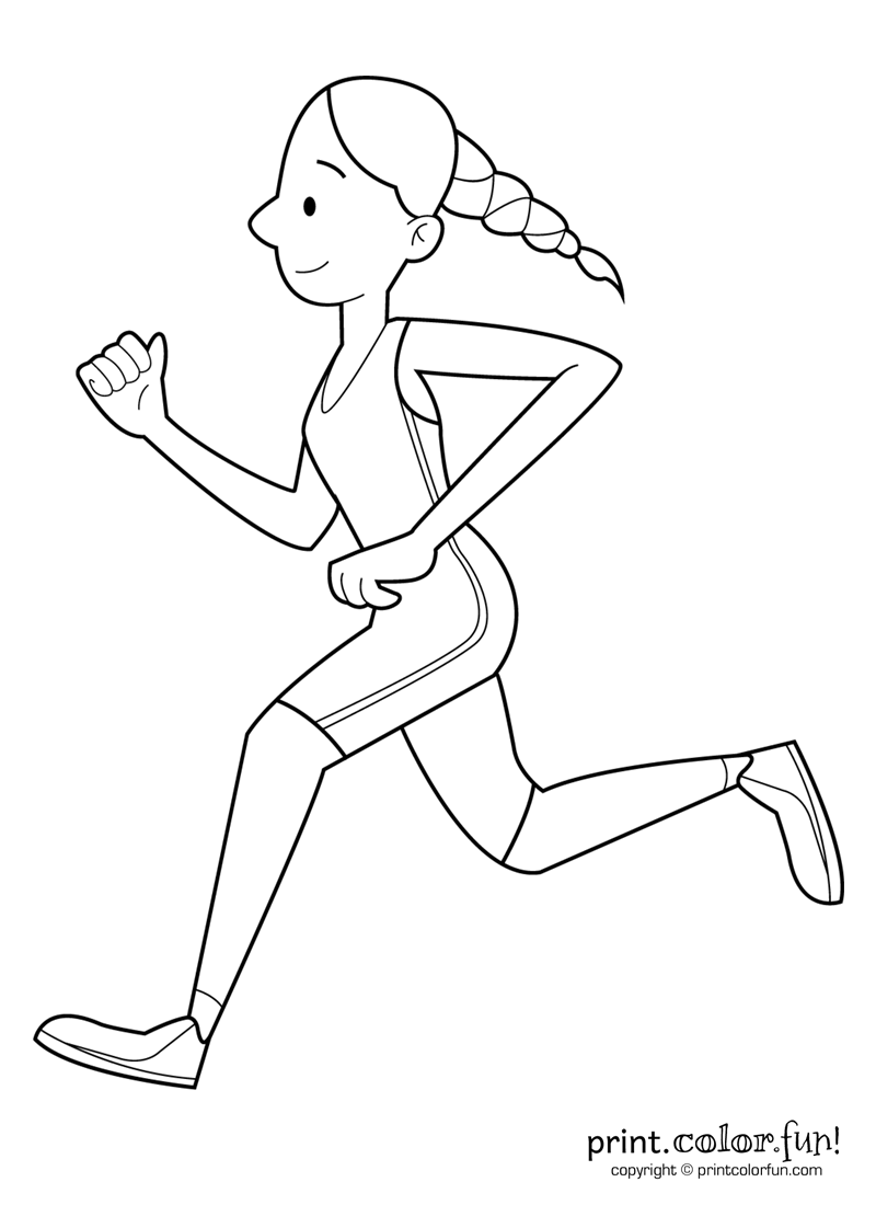 800x1100 Happy Girl Running Coloring Page