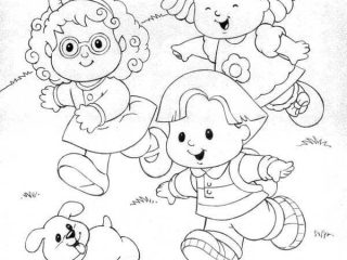 320x240 Little People Coloring Pages Little People Running Down The Hill