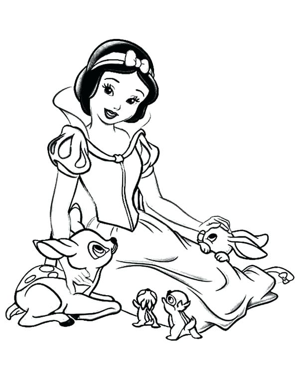 Snow White Coloring Pages Snow White Talking To Her Jungle Friends 600x776 Snow White Coloring Pages Snow White Talking To Her Jungle Friends