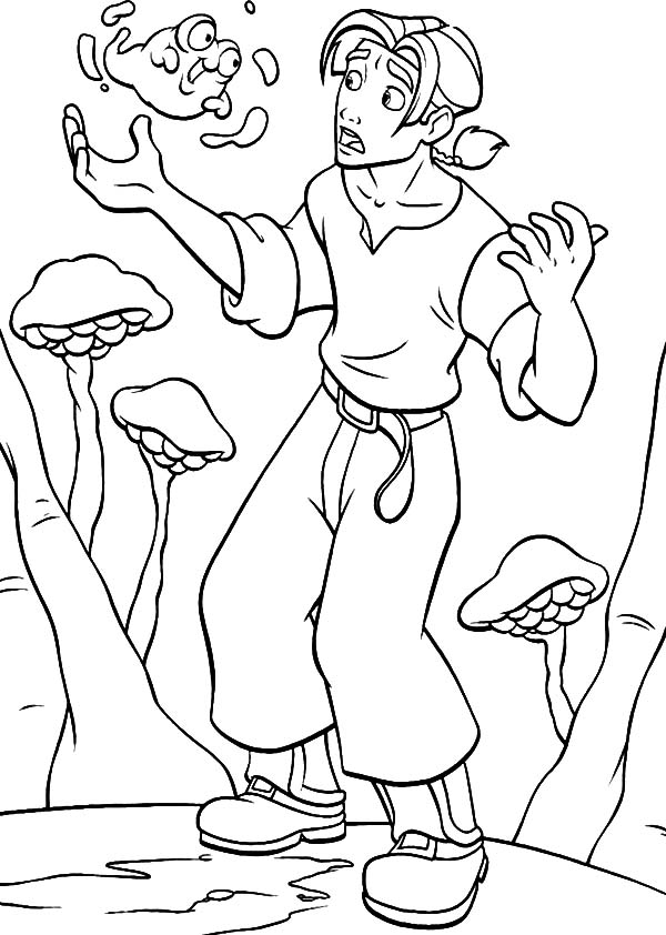 Treasure Planet Jim Hawkins Talking To Morph Coloring Pages 600x842 Treasure Planet Jim Hawkins Talking To Morph Coloring Pages