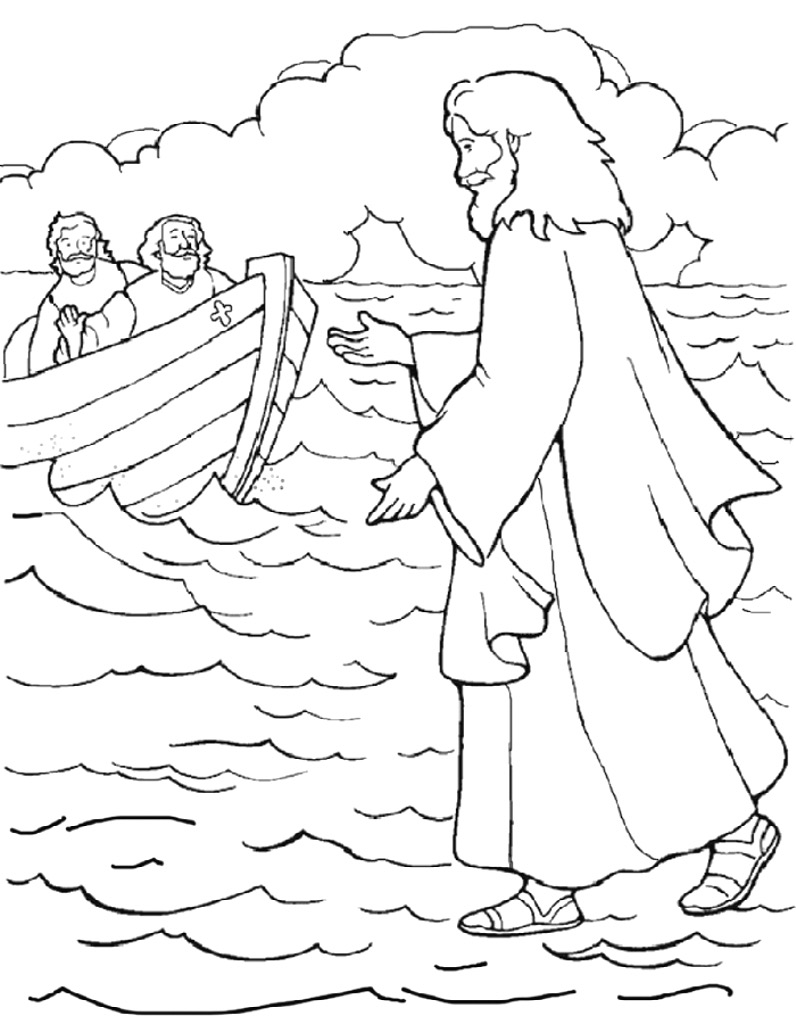 796x1024 Jesus Walking On Water Coloring Page