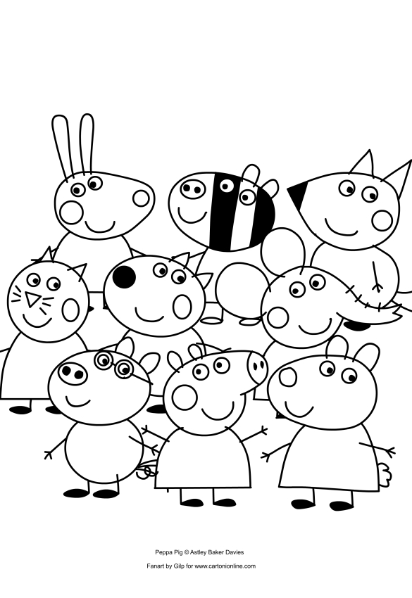 Peppa Pig And Her Friends Coloring Pages 585x850 Peppa Pig And Her Friends Coloring Pages