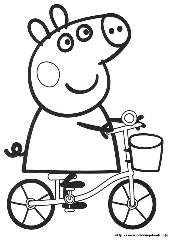 567x794 Kleurplaat Fiets Peppa Pig Pig Party, Birthdays