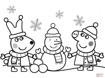 Peppa Pig Christmas Coloring Pages