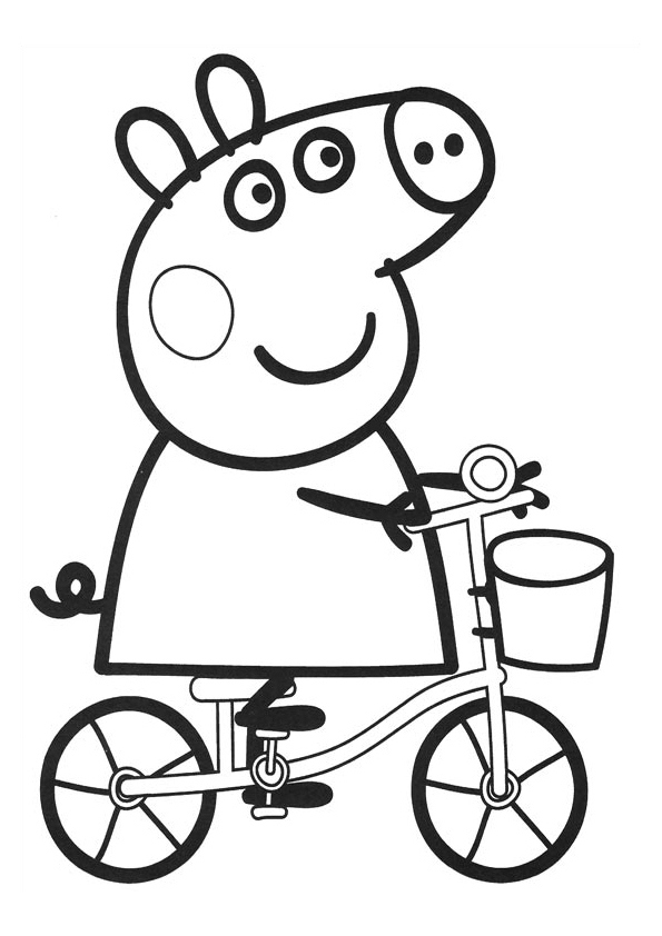 Bicycle Peppa Pig Christmas Coloring Pages 595x842 Bicycle Peppa Pig Christmas Coloring Pages