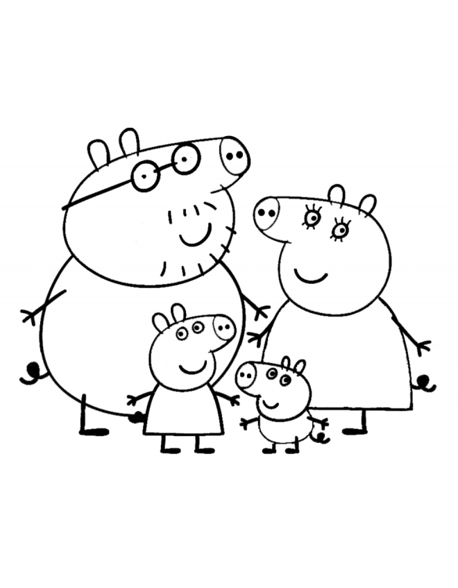 Peppa's Family Coloring Page Peppa Pig Party Craft 660x847 Peppa's Family Coloring Page Peppa Pig Party Craft